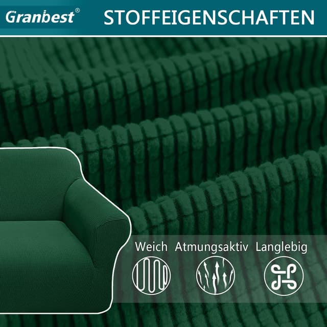 Detalle 2 de Granbest copridivano altamente elasticizzato jacquard 1 posto verde scuro per soggiorno