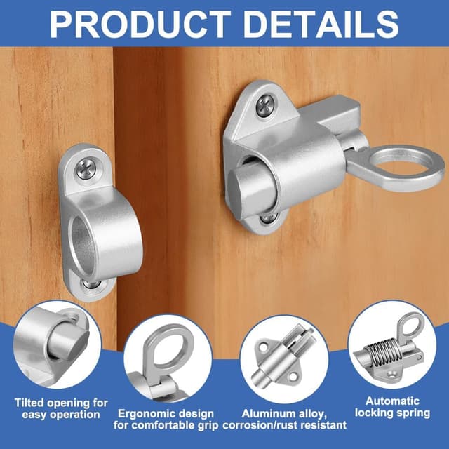 Detalle de AOOSU Molla Automatica Chiavistello 2pz Argento