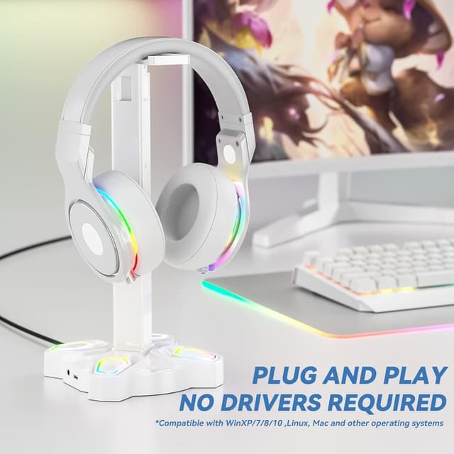 Detalle 2 de KDD Gaming Headphones Stand with 2 USB ports