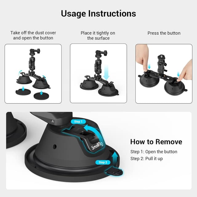 Thumbnail 4 de SMALLRIG Suction Cup Mount 3 kg für Autoaufnahmen