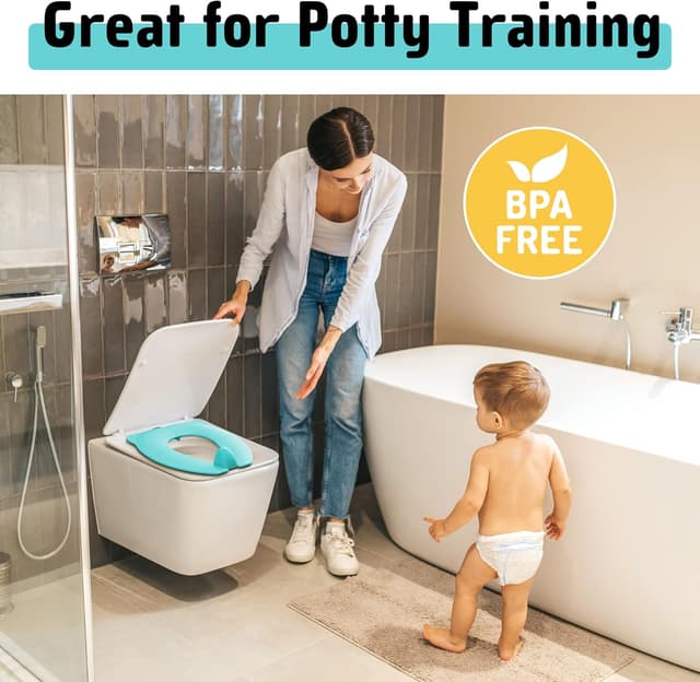 Thumbnail 4 de Maliton Potty Training Toilet Seat for Boys and Girls (Aqua Blue) – Foldable Travel Toilet Seat with Splash Guard & Travel Bag