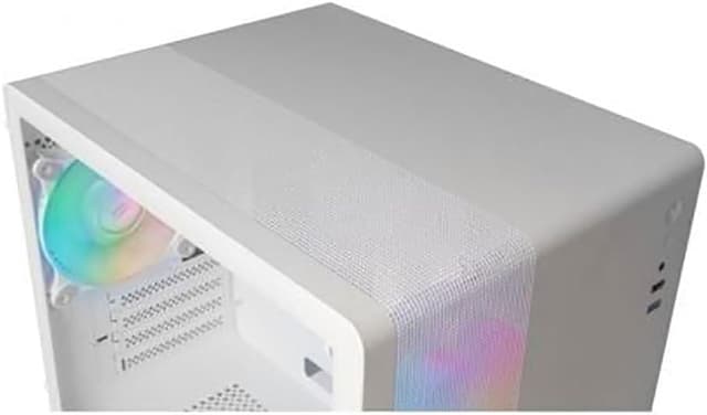 Detalle de Mars Gaming MC-400 Weiß – kompaktes Micro-ATX-Gaming-Gehäuse mit Voll-Seitenfenster aus gehärtetem Glas