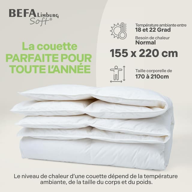 Detalle 2 de BEFA SOFT couette en plumes 90% + duvet 10% toute l’année 155x220 cm