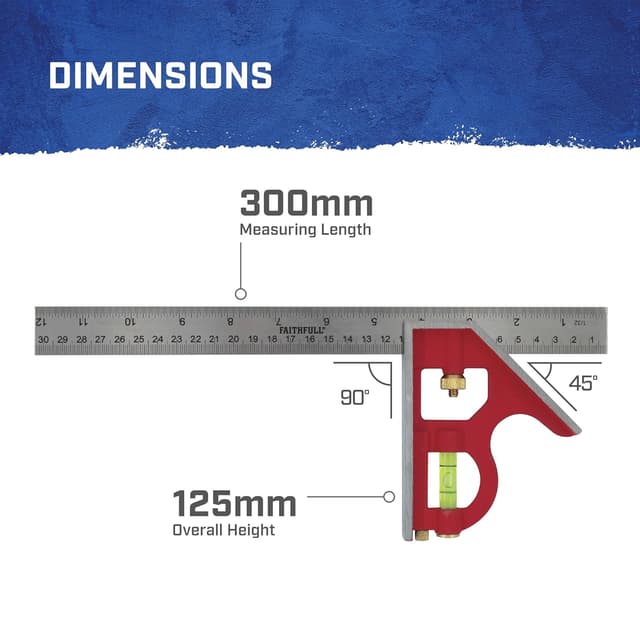 Detalle 2 de Équerre combinée Faithfull 300 mm : mesure, traçage et contrôle d’angles