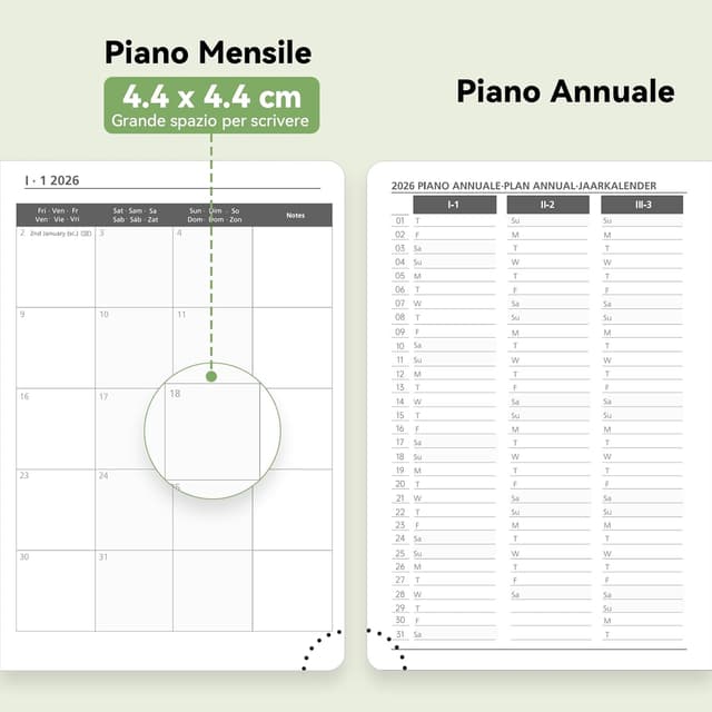 Detalle 2 de FEKSINO Agenda settimanale 2026 A4 (28,6 x 21 cm) con copertina rigida in pelle PU rosa, da gennaio a dicembre 2026