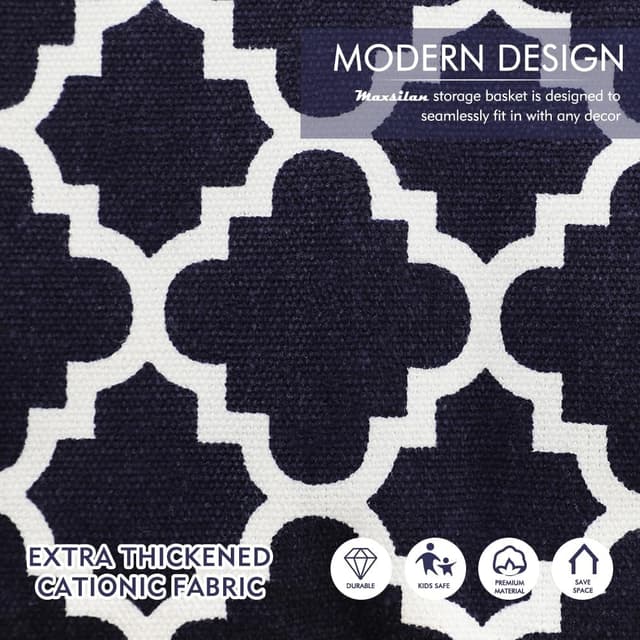 Detalle 2 de Maxsilan 80L X-Large Laundry Basket with Drawstring (Collapsible, Handle) – Blue