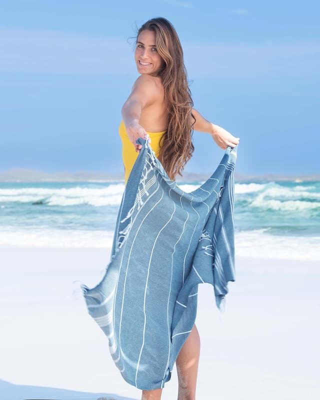 Detalle de Fit-Flip telo hammam Opale Blu 100x200 XXL