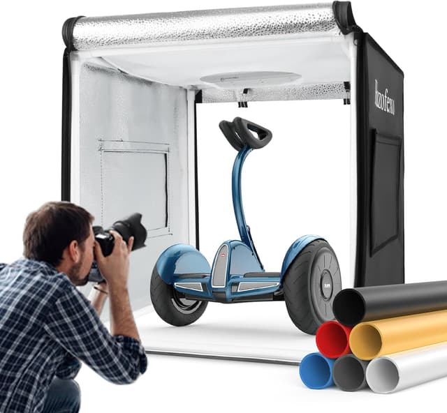 Detalle de Huzofexo Professional Dimmable Shooting Tent Kit with CRI98 LED Light and 6 Backdrops (60cm) – Rotatable light box photo studio