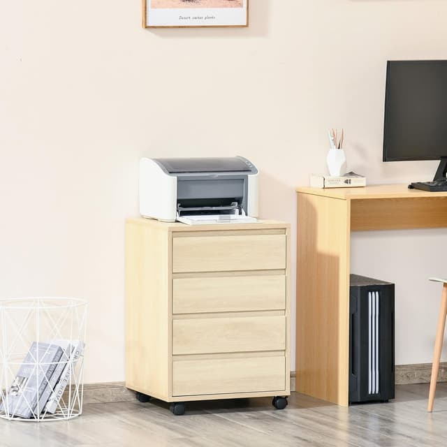 Detalle 2 de HOMCOM caisson bureau sur roulettes 4 tiroirs