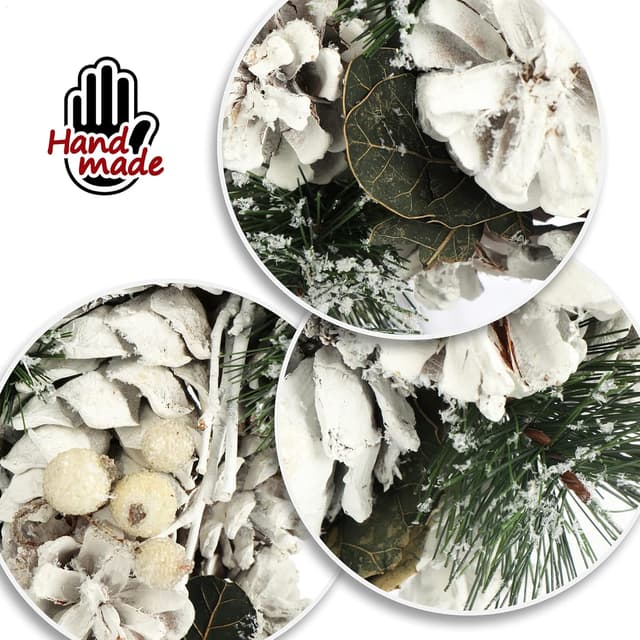 Thumbnail 3 de COM-FOUR Couronne de Porte Blanche 30 cm 🎄