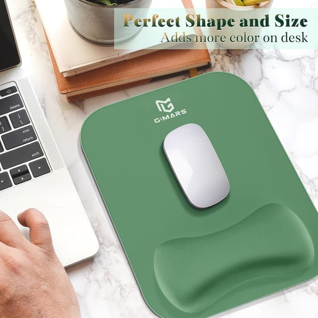 Thumbnail 6 de Gimars Tappetino Mouse con poggiapolsi in memory foam e base antiscivolo (verde scuro) 28×21 cm