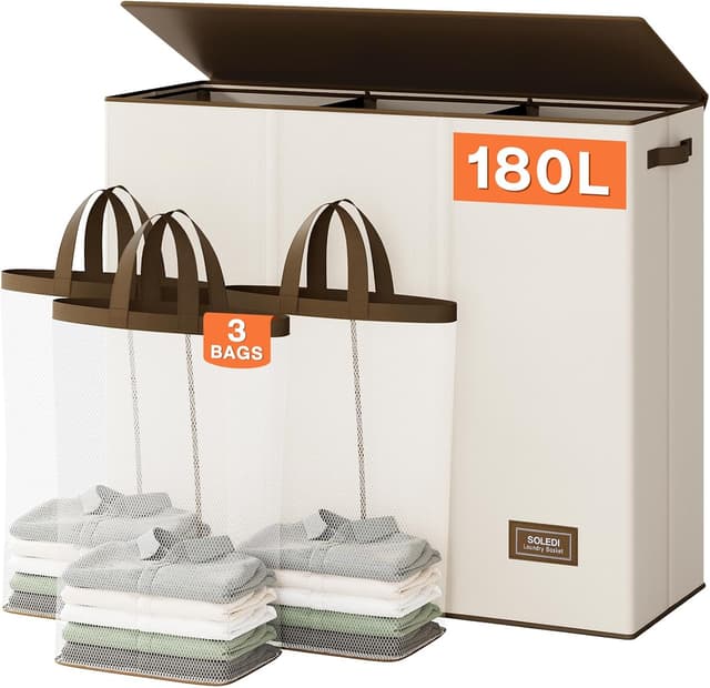 Detalle de SOLEDI Wäschekorb 180 l mit 3 Fächern