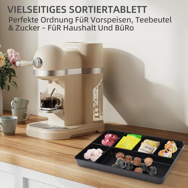 Thumbnail 4 de La Joventino 2er-Set Snack Tray aus Melamin – spülmaschinenfestes Fächertablett für Küche & Theke (schwarz)