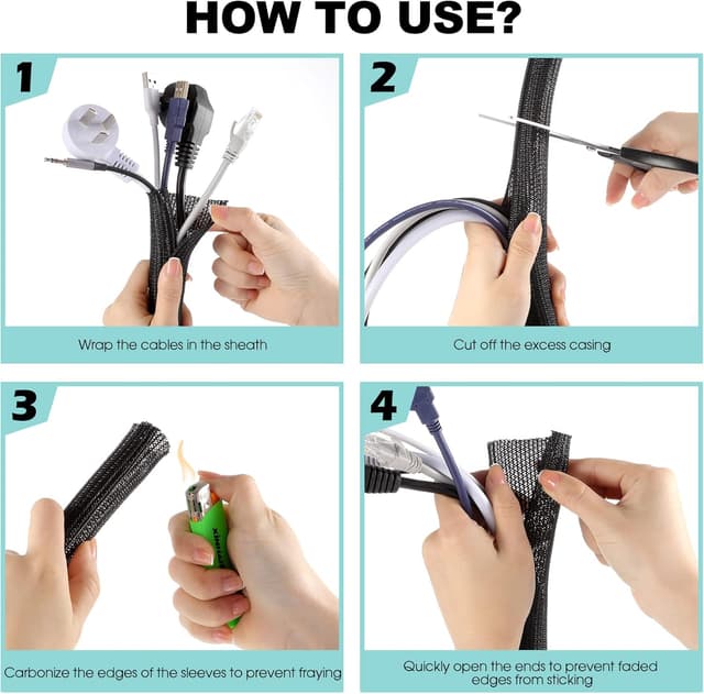 Thumbnail 6 de AGPTEK selbstschließender Kabelkanal (Durchmesser 19–29 mm), schneidbarer Kabelschlauch 2×1,5 m in Schwarz