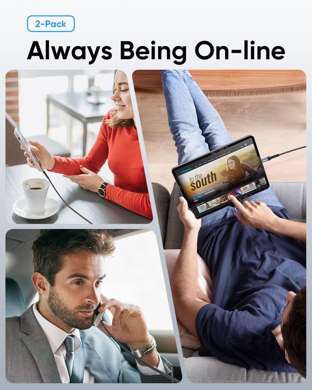 Detalle de SUNGUY Lot de 2 câbles Lightning certifiés MFi (2 m) en nylon