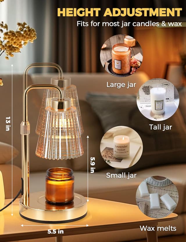 Detalle de GODONLIF Candle Warmer Lamp with Timer & Dimmable Bulbs
