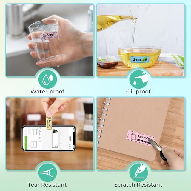 Detalle de NELKO Original P21 Etikettenband-Ersatz (14 x 40 mm) für Thermoetikettendrucker, 3 Rollen á 180 Etiketten