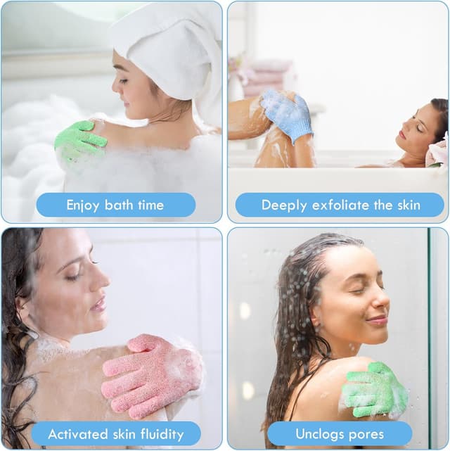 Detalle de URAQT Guanto Esfoliante da 6 Pezzi: guanti doccia riutilizzabili a doppia faccia