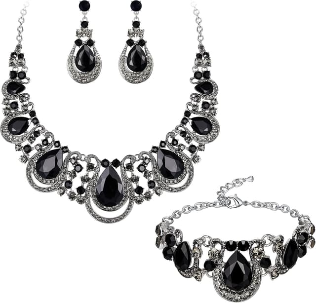 Detalle de Parure Clearine mariage “Fastueux diamanté” : collier plastron, boucles pendantes, bracelet (ensemble)