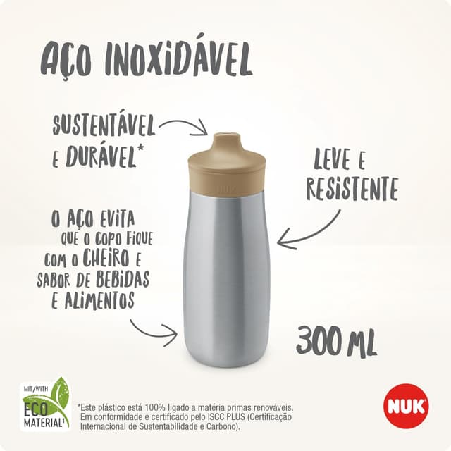 Detalle de NUK Mini-Me Sip Tazza 9+ mesi 300 ml in acciaio inox con beccuccio antigoccia Lilac Deer