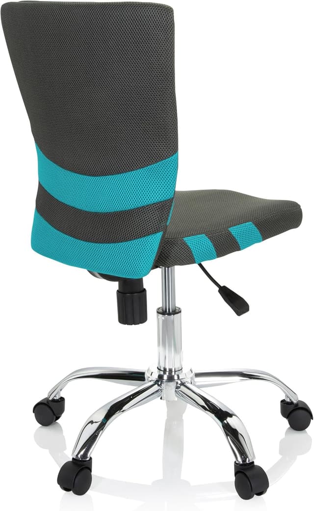 Detalle de HJH Office 661008 Sedia girevole KIDDY COMFORT in rete grigio/turchese, regolabile in altezza