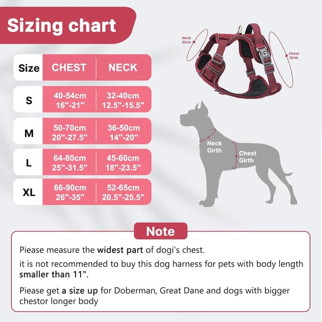 Detalle 2 de Belababy Large Dog Harness (Anti-Pull) with Soft Padded Handle, Reflective Strips, Red XL