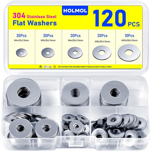 Imagen de HOLMOL Flat Penny Washers 120 pcs, stainless steel 🛠 en OfertitasTOP