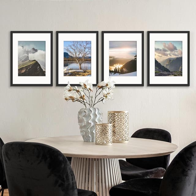 Detalle de Tinkeps 4 Pack 30x40 Black Picture Frames (engineered wood & plexiglass) with A4 mount