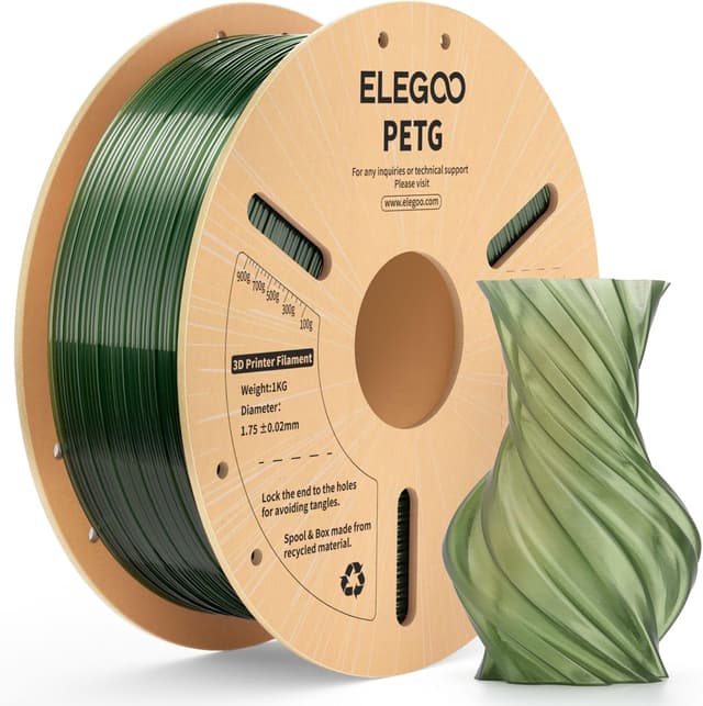 Detalle de ELEGOO PETG Filament 1.75mm Transparent Olive Green 1kg (FDM) — translucent, durable prints