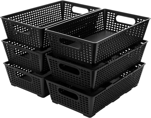 Detalle de Tiawudi Stackable Woven Plastic Baskets 14.7in
