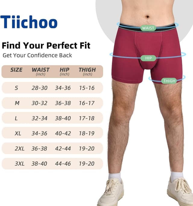 Detalle de Culotte d’incontinence homme lavable TIICHOO (lot de 3) en coton, anti-fuite – jusqu’à 100 ml