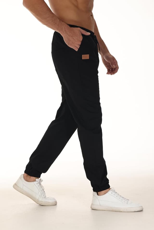 Detalle de LIUPMWE Herren Chino Cargo Hose aus Baumwolle mit Kordelzug – Jogginghose & Freizeithose