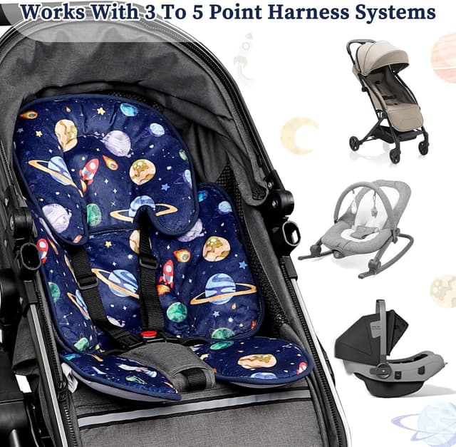 Detalle 2 de Hooyax baby car seat head support cushion (2 in 1) for newborns – breathable mesh & detachable headrest, Blue Space