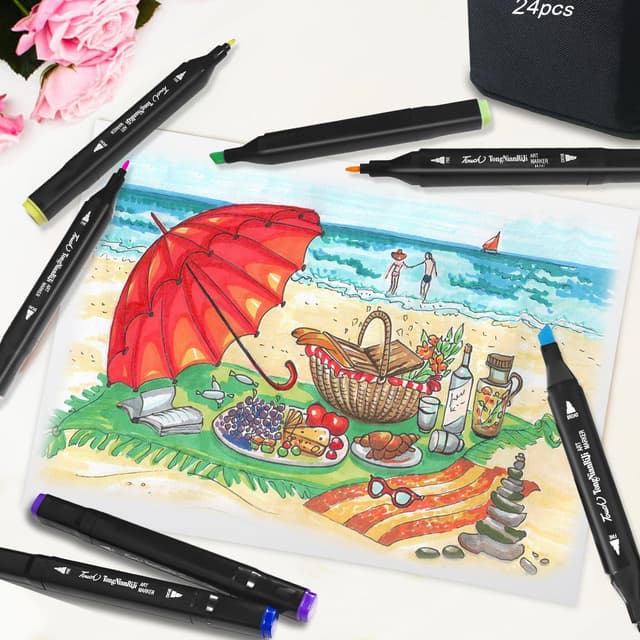 Thumbnail 1 de Autoau Pennarelli doppia punta 24 colori set 🎨