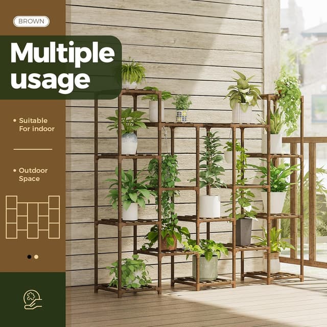 Detalle de Bamworld plant stand shelf 12 pots