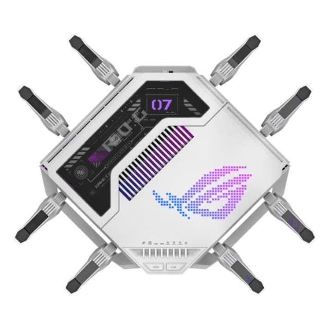 Detalle de ASUS ROG Rapture GT-BE19000AI WiFi 7 (GT-BE19000AI) router gaming tribanda con IA y puertos 10/5 GbE