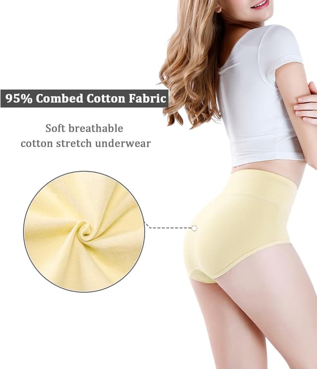 Detalle de wirarpa Damen Slips mit hoher Taille aus Baumwolle – 4er Pack (Stay-Put High Waist)