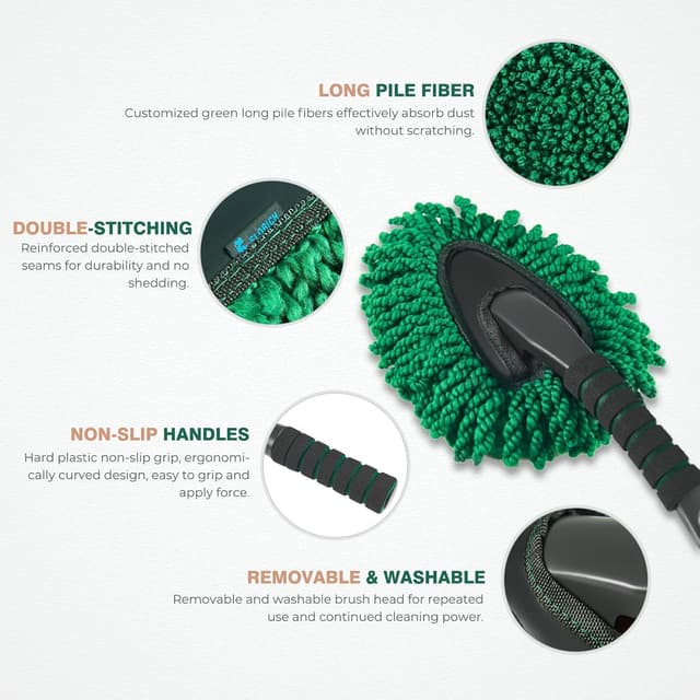 Detalle de FLORICH Large Microfiber Car Duster Kit (Extendable) for Scratch-Free Exterior & Interior Cleaning