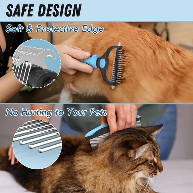Thumbnail 3 de Docrok Pet Grooming Combo (Blue) Double-Sided Deshedding Brush + Metal Detangling Comb