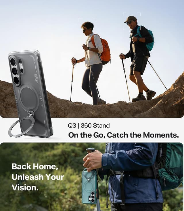 Detalle 2 de TORRAS 360° Ostand Q3 Air case for Samsung Galaxy S26 Ultra – MagSafe magnetic, airbag shockproof protection, rotating stand