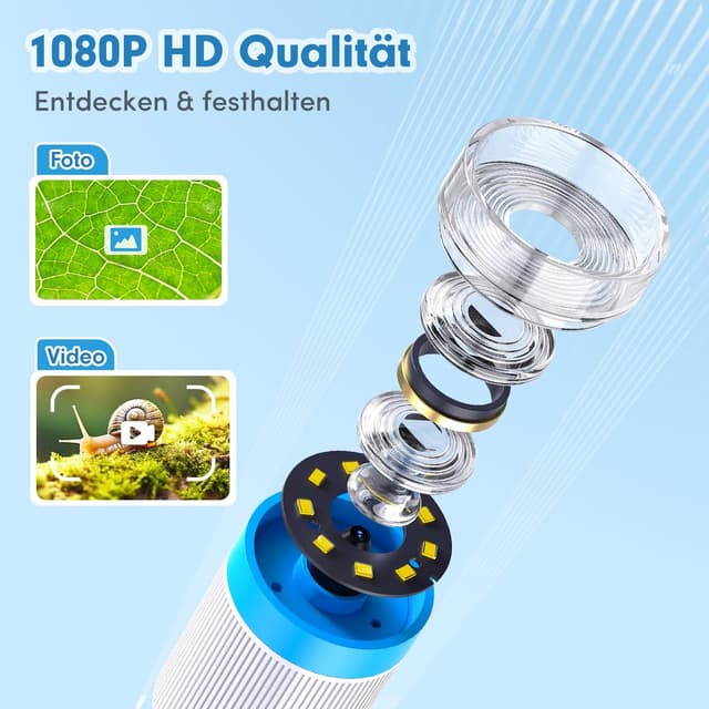 Detalle de FINIBO Digitales Mikroskop für Kinder 1000X mit 2,4" Bildschirm und USB Foto-/Videoaufnahme