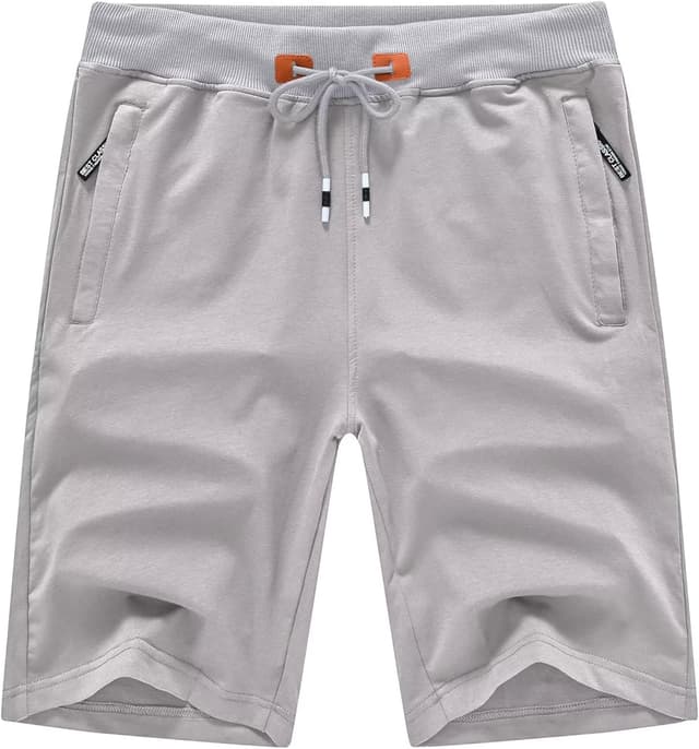 Detalle de QPNGRP Men’s Casual Shorts with Drawstring, Zipper Pockets, and Elastic Waist