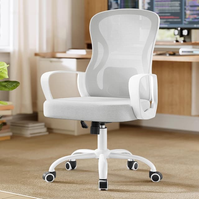 Detalle de SONGMICS ergonomischer Bürostuhl OBN043GD02 mit Netzgewebe, Lendenstütze und Wippfunktion