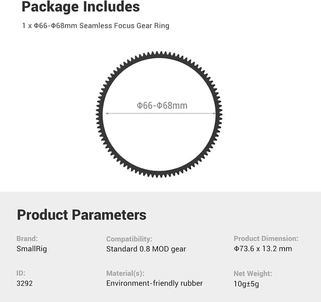 Thumbnail 4 de SMALLRIG 3292 Focus Gear Ring Φ66-Φ68mm 🎥