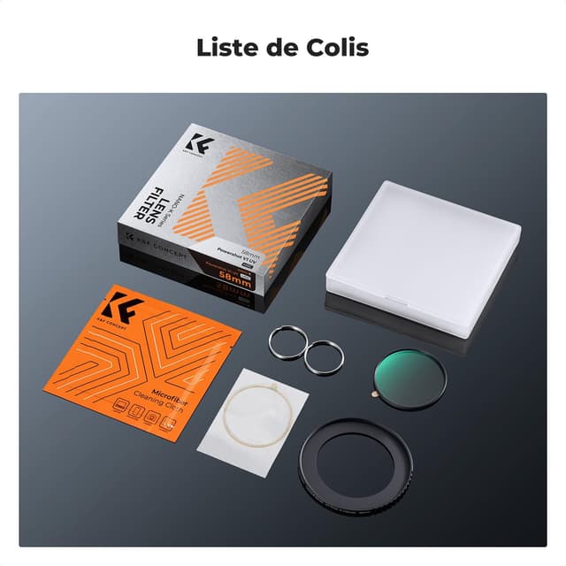 Detalle de Kit K&F Concept filtre UV de protection + bague pour Canon PowerShot V1