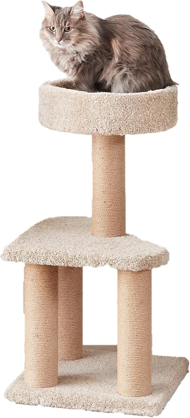 Thumbnail 6 de Amazon Basics mehrstöckiger Kletterturm für Katzen und Kätzchen (76,2 cm) mit Kratzstämmen, Katzenhaus und Hängematte – grau