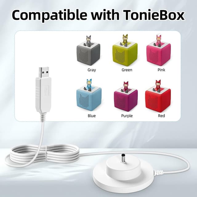 Detalle 2 de Adiwo chargeur USB pour Tonie Box (9 V 1,5 A) avec protection sécurité