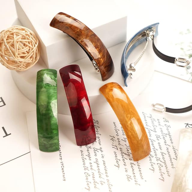 Detalle de JOYOYO 12er Set Damen-Haarspangen im französischen Retro-Design aus Acryl mit automatischer Klemme