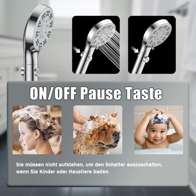 Thumbnail 2 de Duschkopf 1,5 m Wassersparend Chrom