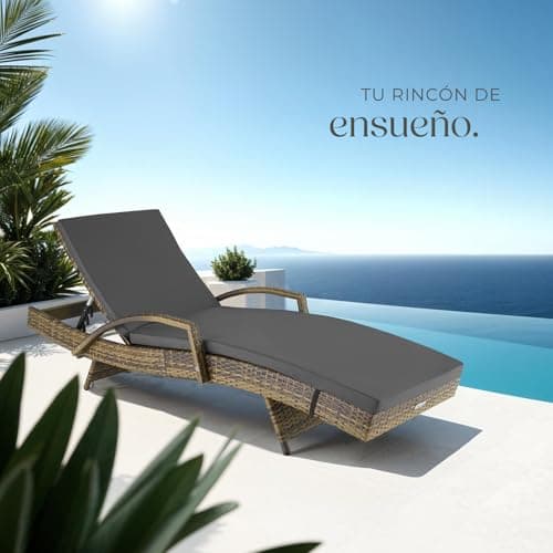 Detalle 2 de TecTake® Tumbona Jardín Ratán y Aluminio ☀